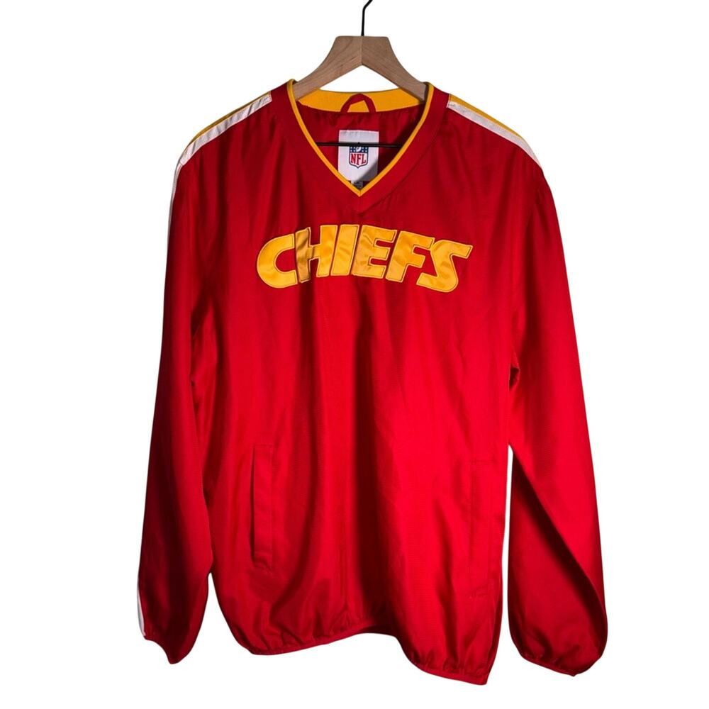 NFL KANSAS CITY CHIEFS color block athletic tailgating game day windbreaker L